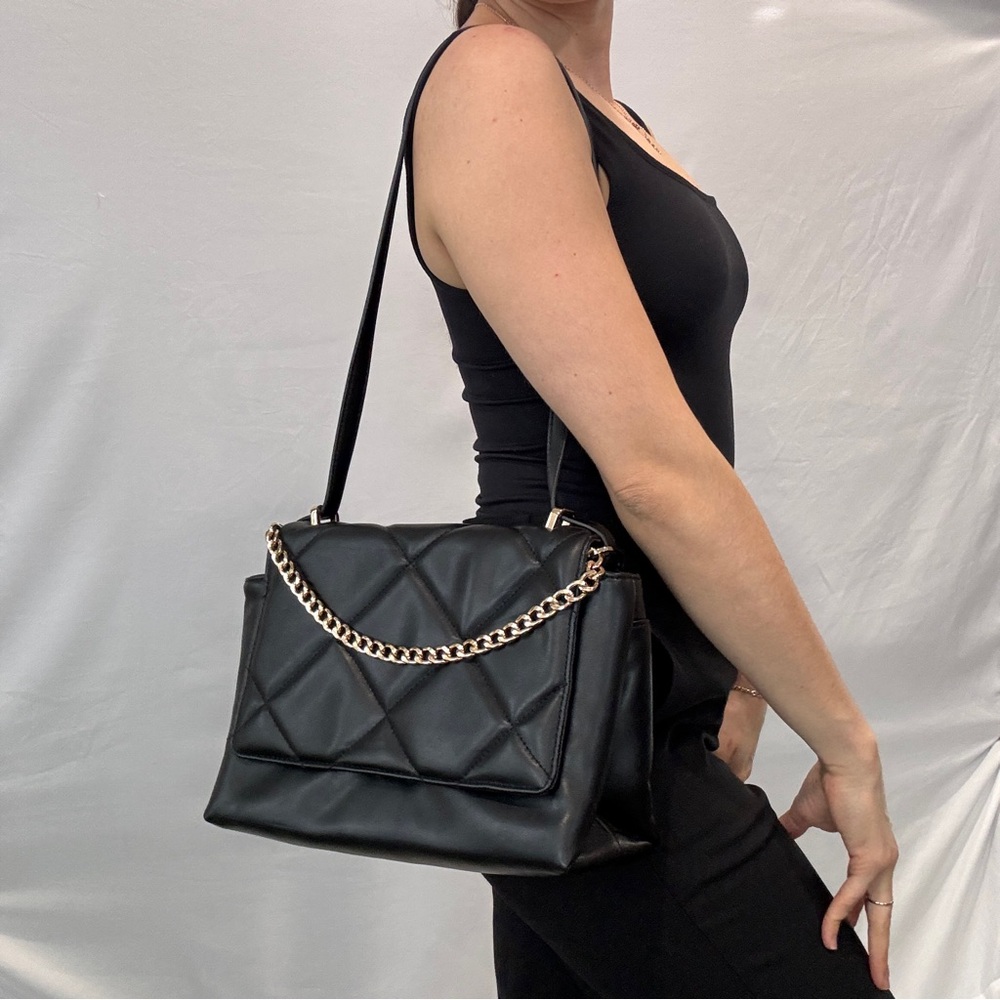Black faux leather purse
